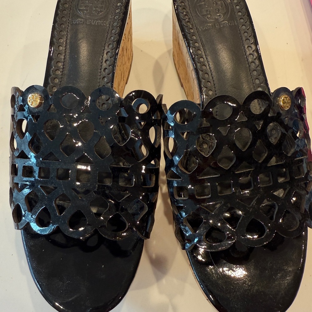 Tory Burch Black Cut-Out Mules
